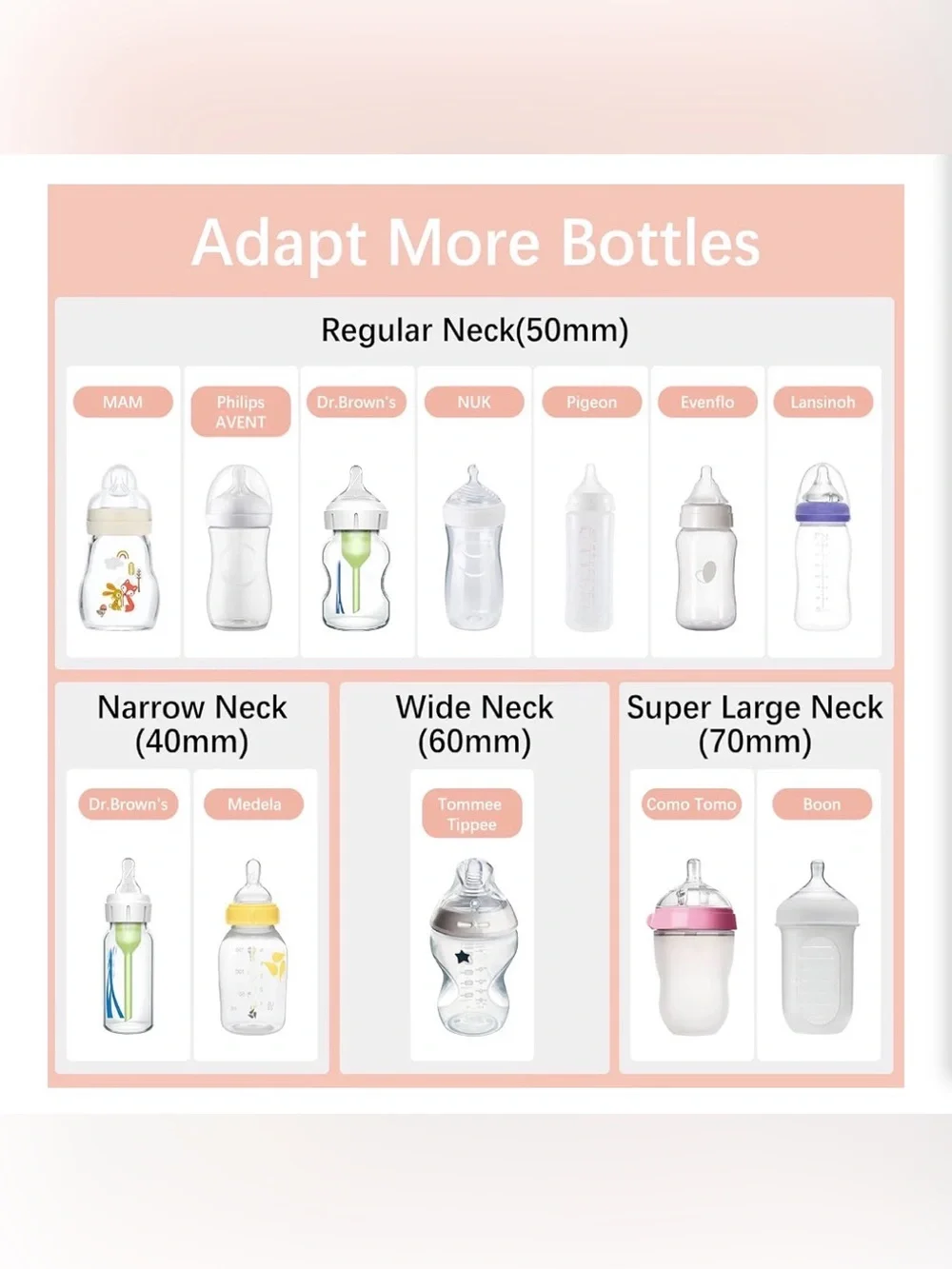 Portable Bottle Warmer for Travel with Glass Bottle, 8 Adapters